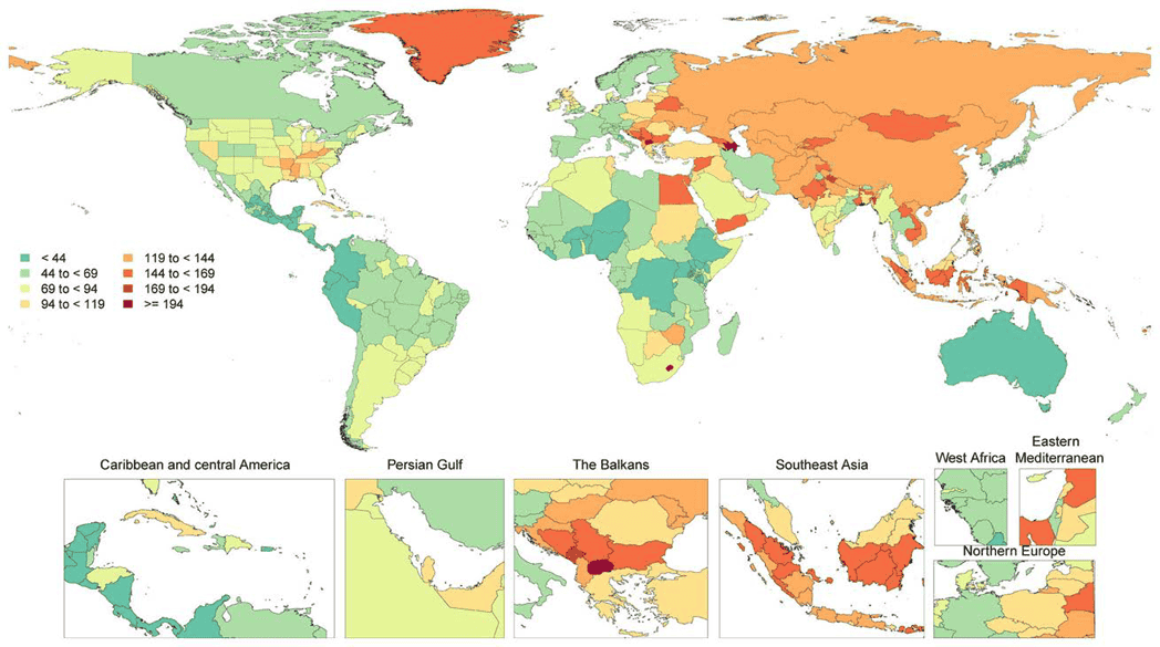 2023 ACC/AHA AF — Figure 3 Global Prevalence of AF and Atrial Flutter