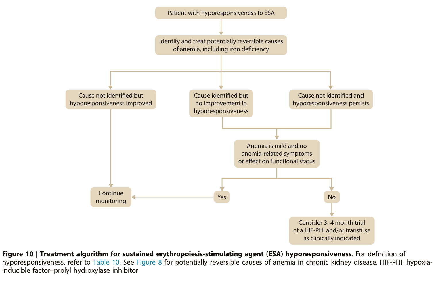 KDIGO anemia — Figure 10 ESA 低反應治療演算法