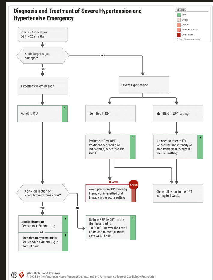ACC/AHA HBP 2025 — Figure 9 severe hypertension and hypertensive emergency