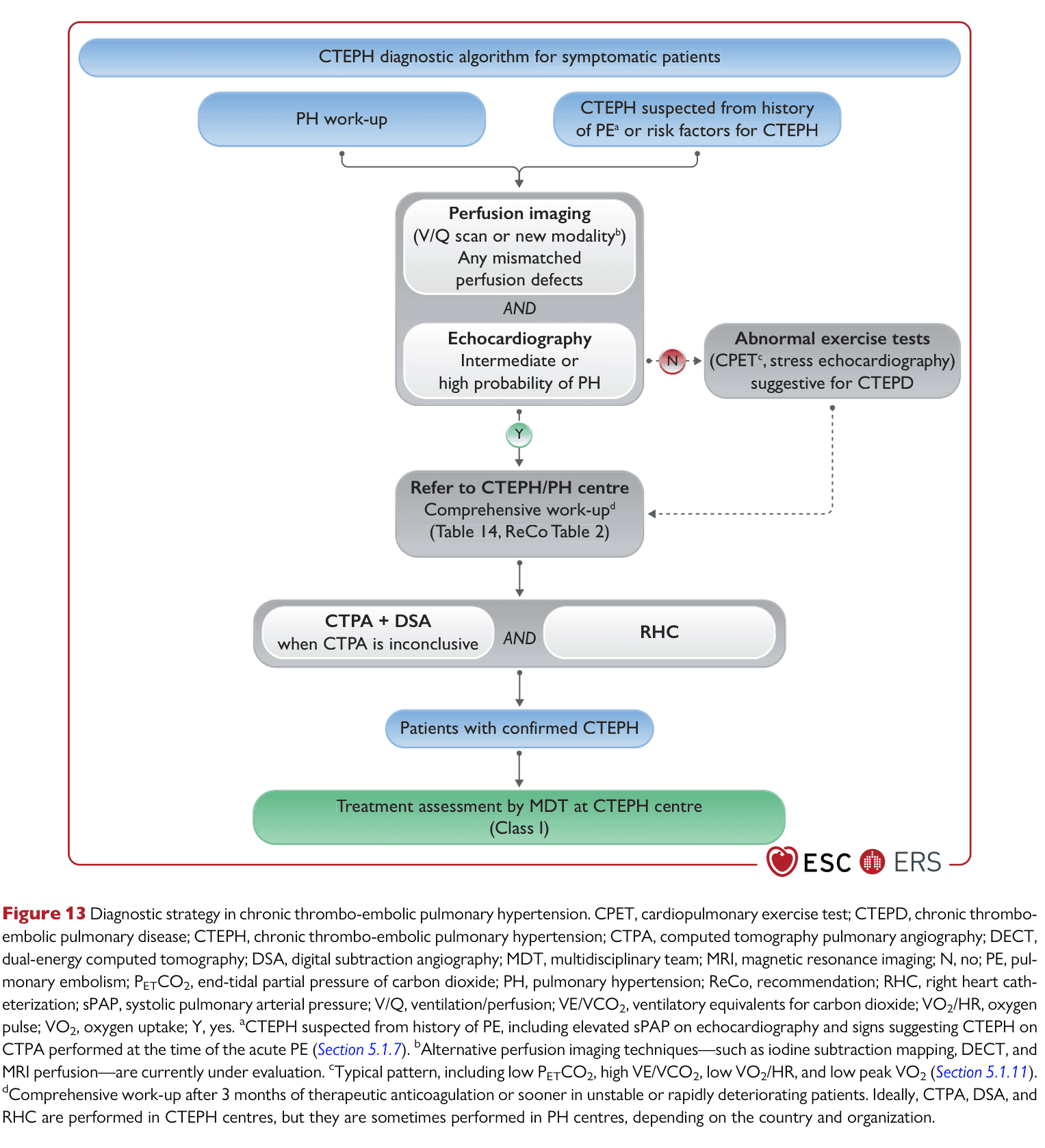 ESC PH 2022 — Figure 13 CTEPH diagnostic strategy