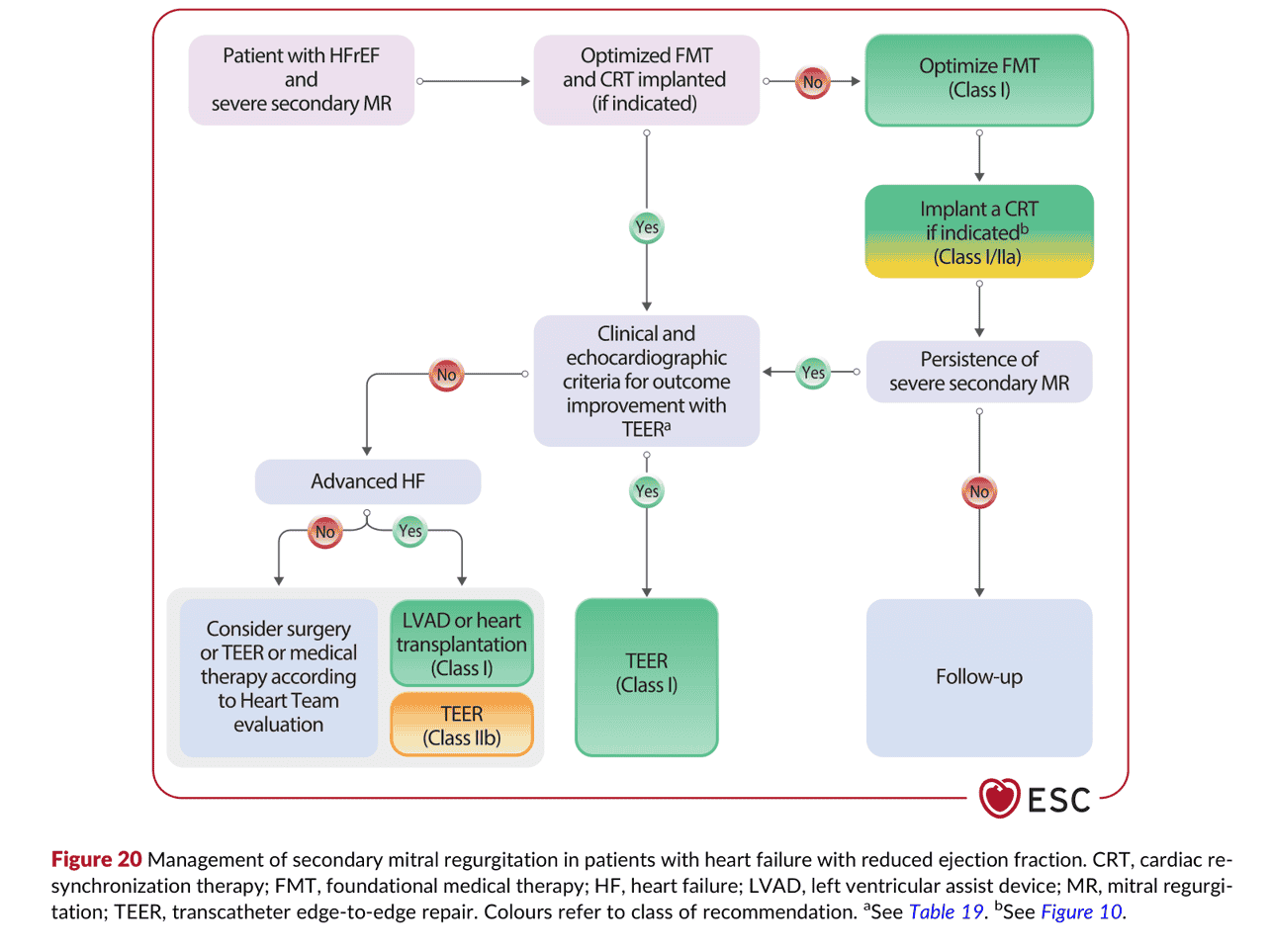 2026 ESC HF Guidelines Figure 20 — HFrEF 病人續發性二尖瓣逆流的處置