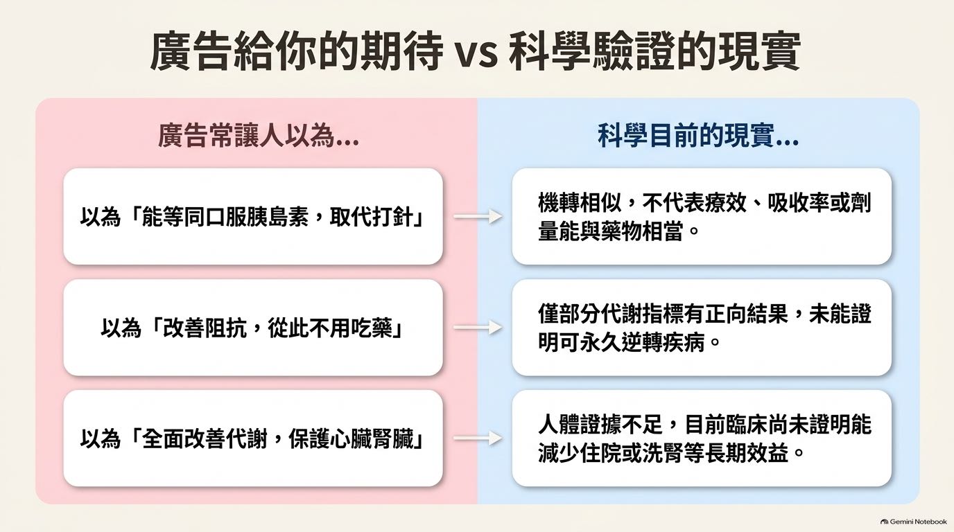 廣告期待與現有科學證據的落差