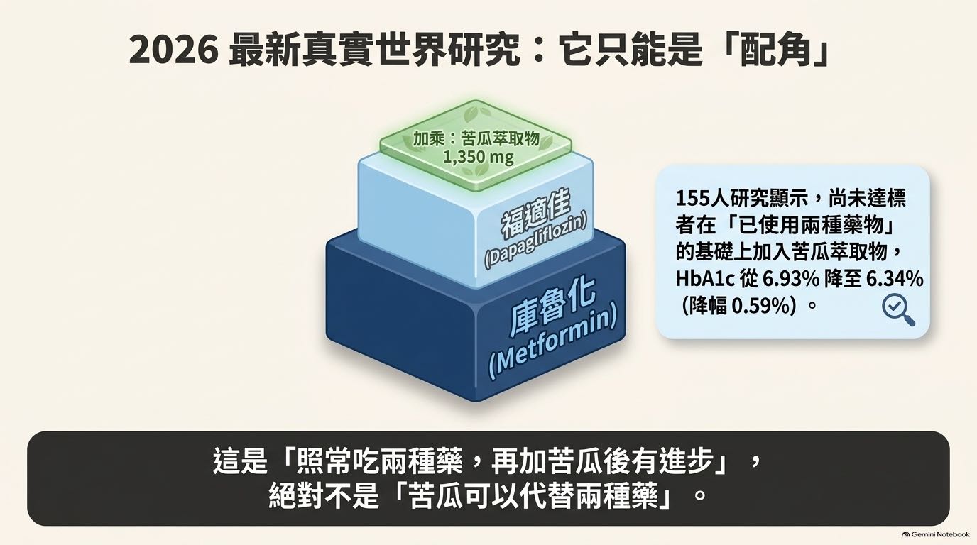 2026年真實世界研究:原有用藥加苦瓜萃取物