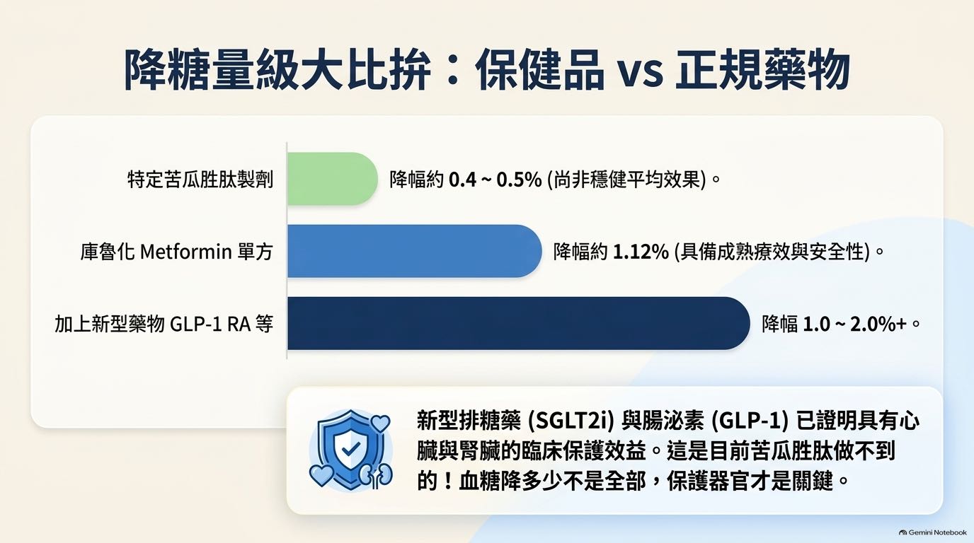 苦瓜製劑與降血糖藥物的效果量級比較