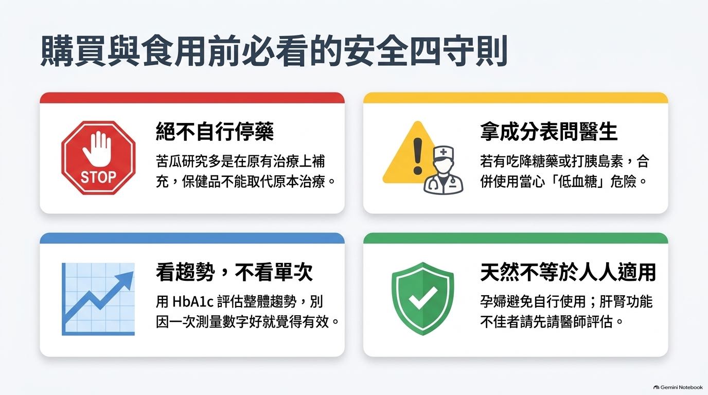 補充苦瓜製劑前的用藥與安全注意事項