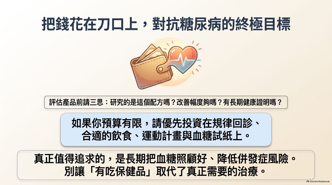 把資源用在規律回診、飲食、運動與血糖監測